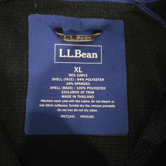 L.L.Bean Mens Blue Hooded Jacket XL Soft Shell Long Sleeve Hoodie Zip Up Jacket - Picture 5 of 7